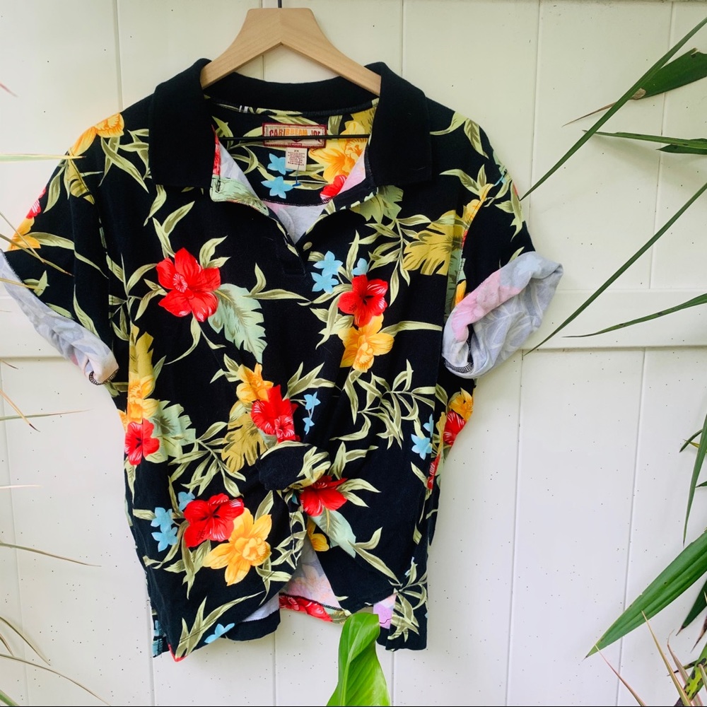 vintage vsco 90s Hawaiian crop polo tee - Picture 5 of 8